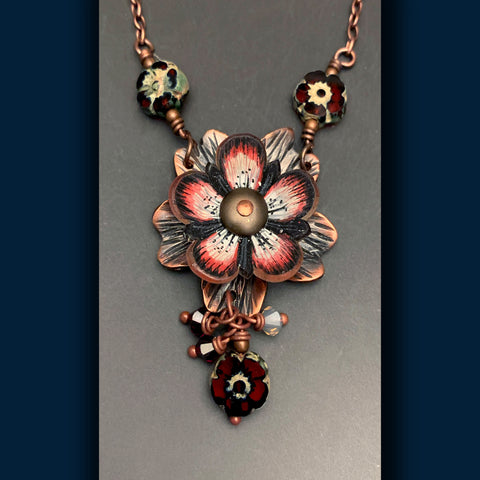 Crimson in the Darkness Flower Power Necklace