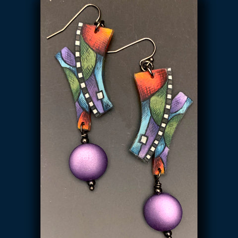 Encircled Colors All Zipped Up Shrink Art Earrings