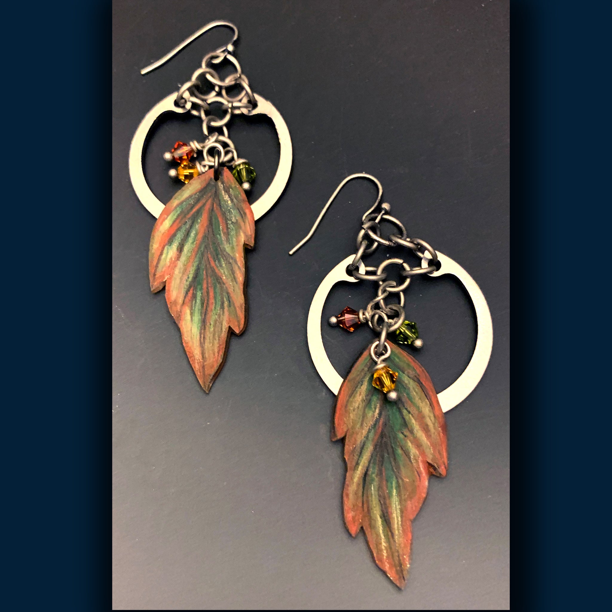 Fall Enchained Shrink Art Earrings