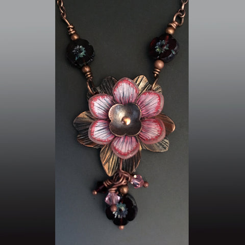 Flower Power Pendant with "Pretty in Pink"  Shrink Art Bloom