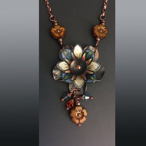 Flower Power Pendant with "Art Nouveau Multi Hue"  Shrink Art Bloom