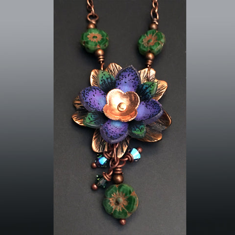 Flower Power Pendant with "Purple Dream"  Shrink Art Bloom