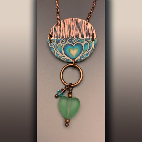 Swirling Teal Dreams Half and Half Necklace