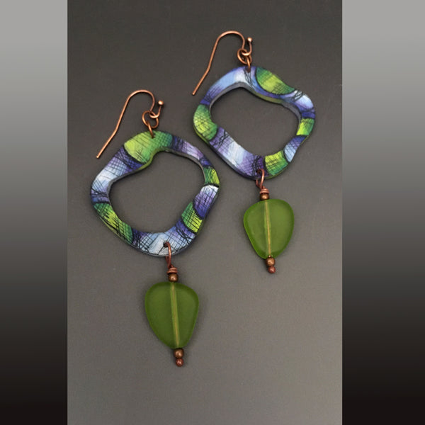 Violet and Limes Encircled Earrings