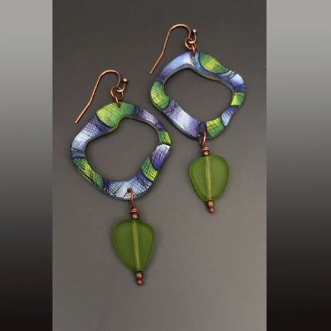 Violet and Limes Encircled Earrings