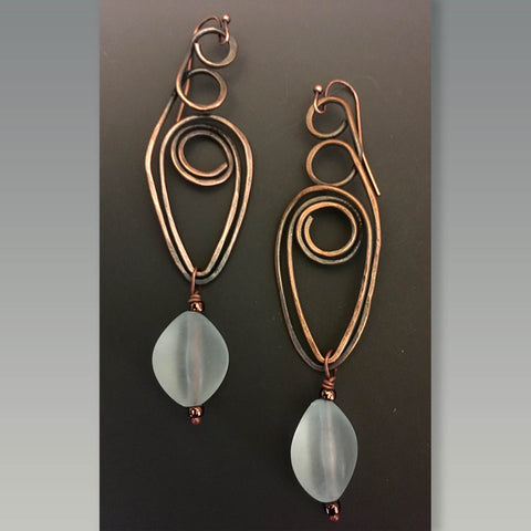 Copper Wire with Resin Earrings