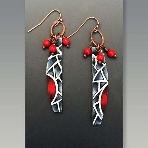 Angles with Crimson Cut out Earring
